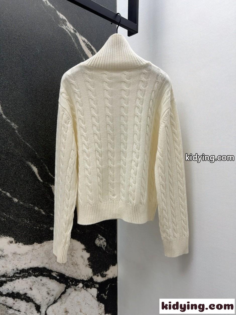 大人可愛い ハーフジップ ケーブルニット ラルフローレン セーター 偽物 オフホワイト-4
