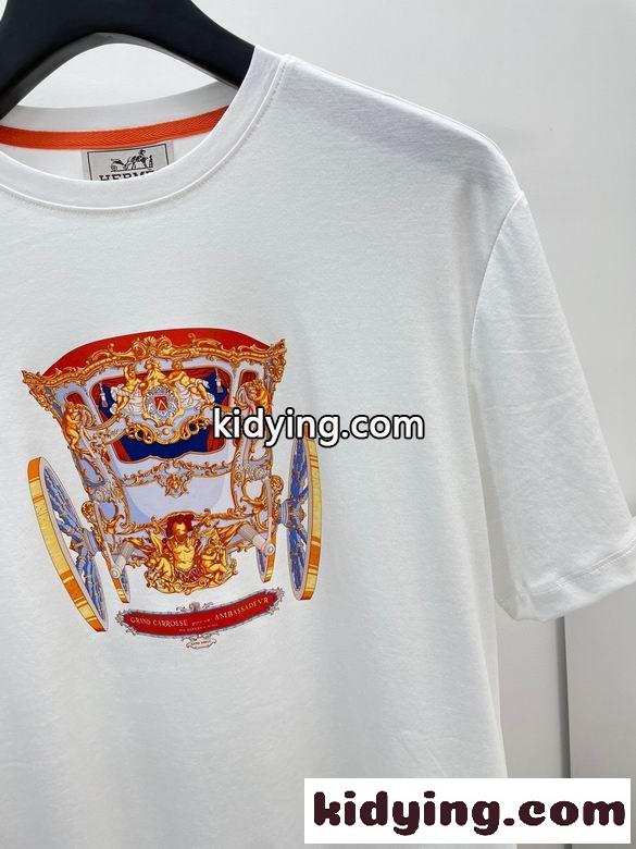エルメス 半袖tシャツ コピー プリント 着心地いい クルーネック 春夏 定番 合わせやすい トップス-3