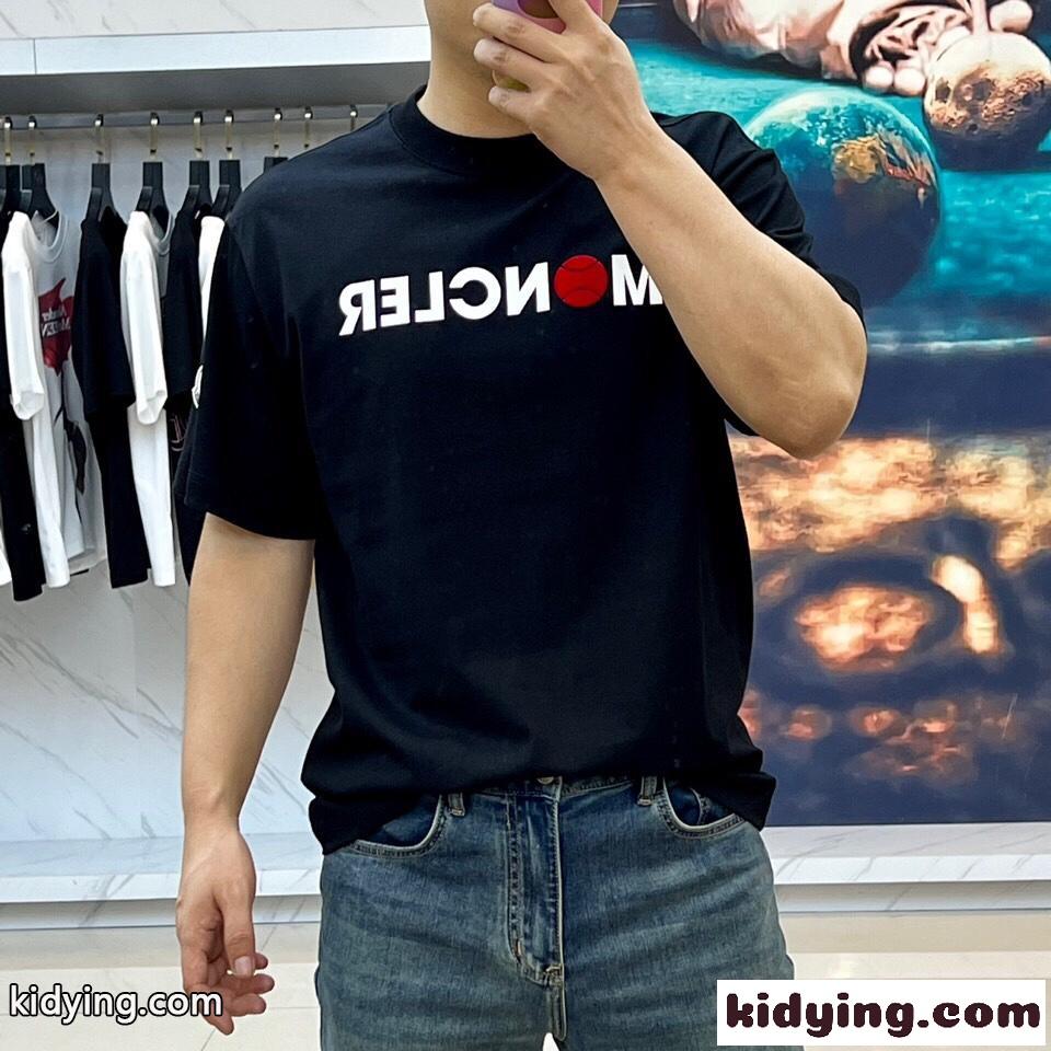 定番 おしゃれ ロゴ クルーネック モンクレール 半袖Tシャツ コピー ブラック-1
