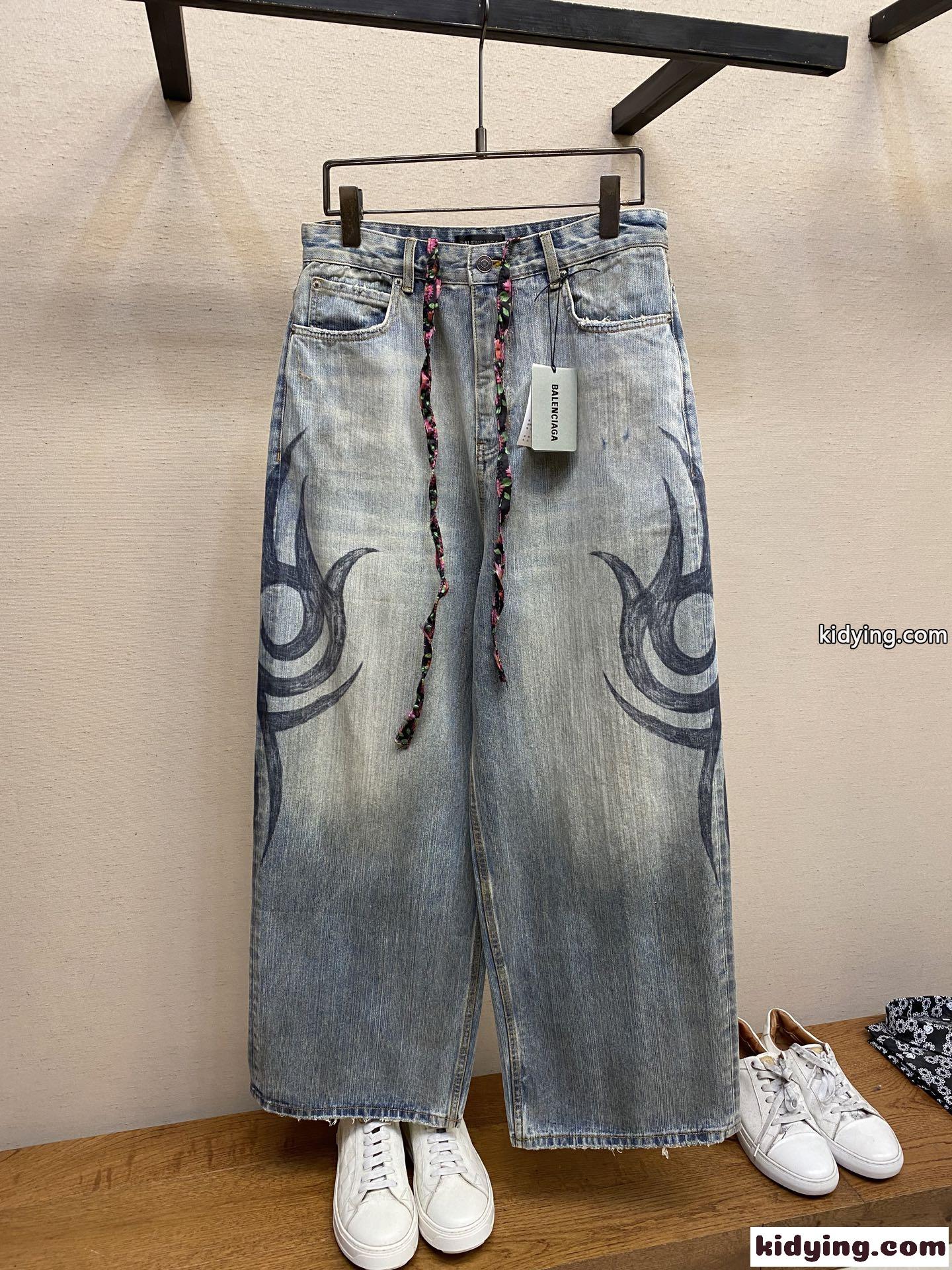 Y2K ストレッチ ニー Baggy デニムパンツ バレンシアガ ジーンズ コピー ユニセックス-1