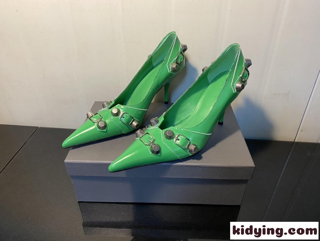 Cagole 8.5cm パンプス バレンシアガ パンプス コピー レディース ピンヒール グリーン-2