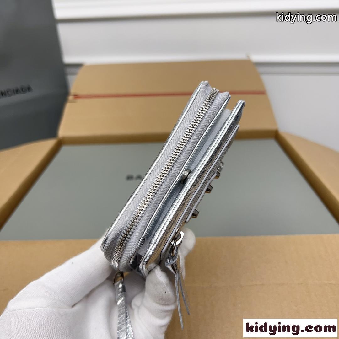 上品 高級感 コンパクトウォレット バレンシアガ 財布 コピー 二つ折り財布 シルバー-2