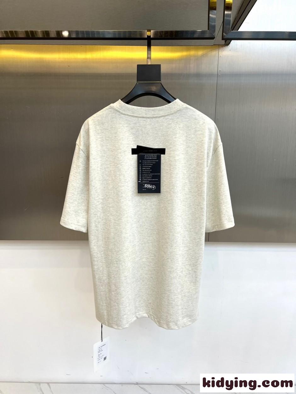 ミニロゴ オーバーサイズ 半袖Tシャツ バレンシアガ Tシャツ 偽物 ライトグレー-3