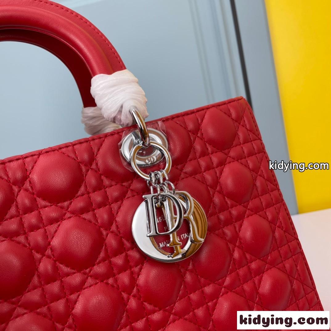 LADY DIOR ラージバッグ クリスチャン・ディオール スーパーコピー ラムスキン レッド-2