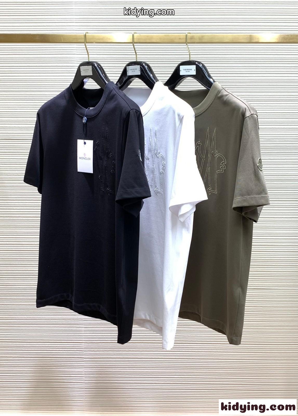 おしゃれ ロゴ 刺繍入り クルーネック モンクレール Tシャツ コピー 半袖 トップス-0