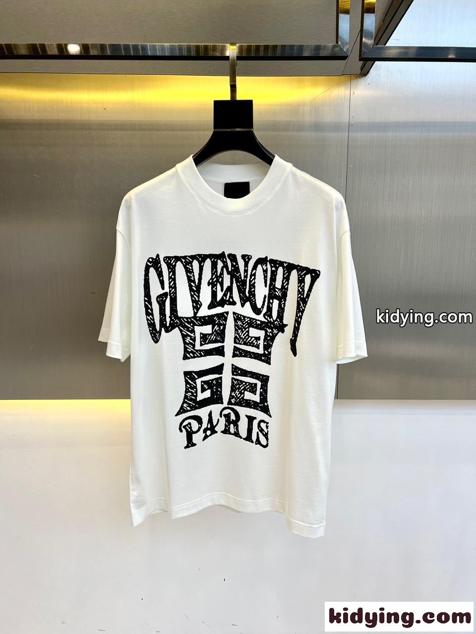 目を引く ロゴ入り コットン ジバンシィ Tシャツ 偽物 半袖Tシャツ ホワイト-0