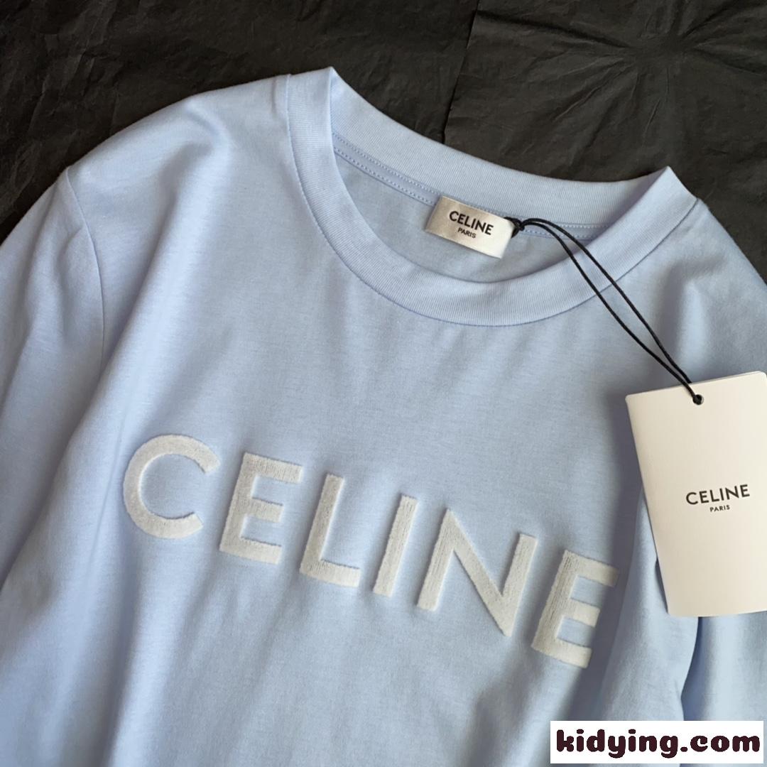 人気 ゆったり 体型カバー ロゴ クルーネック セリーヌ tシャツ コピー コットン 半袖 トップス 春夏 定番-0
