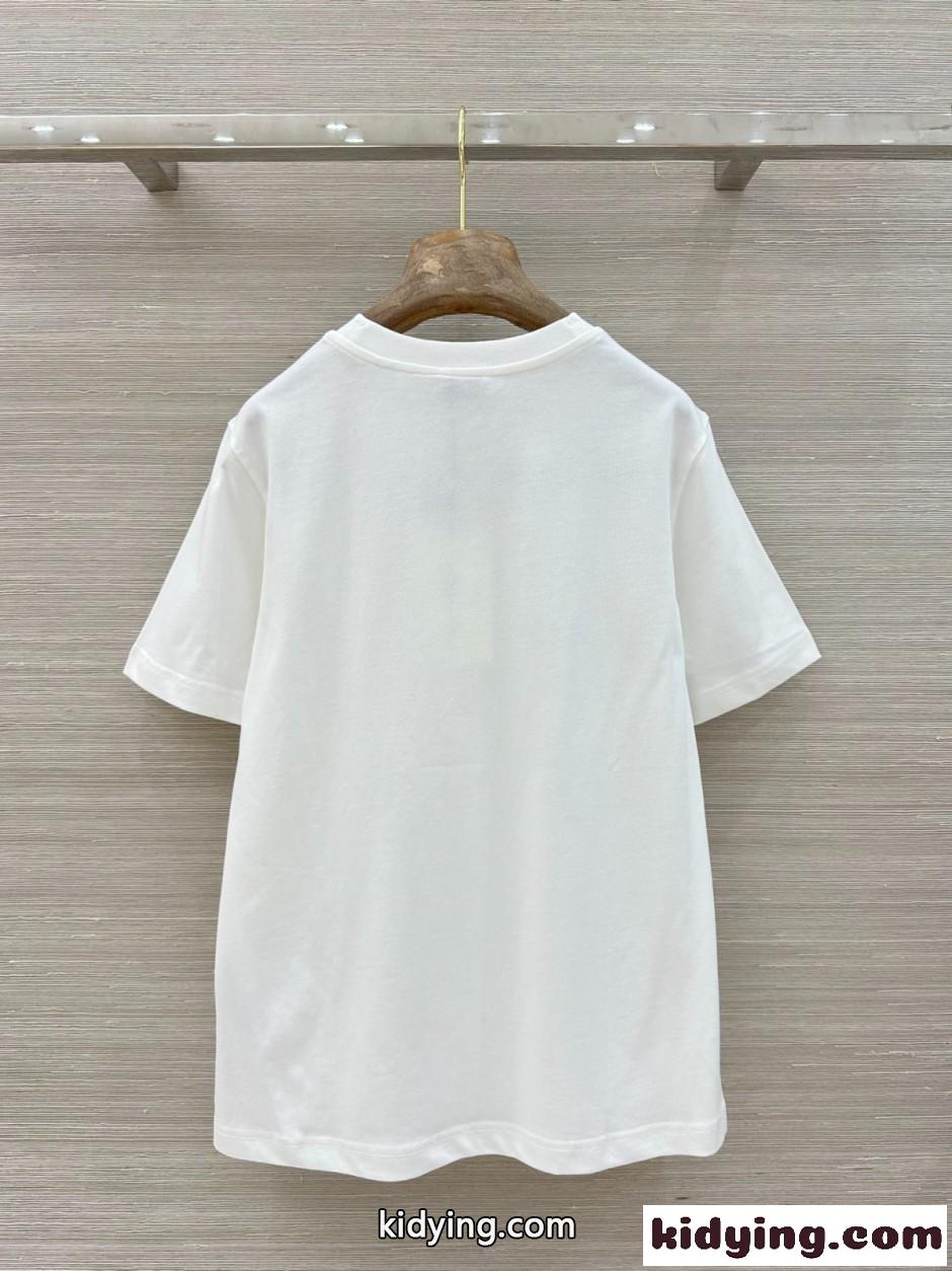 ナイトチェック コットンTシャツ バーバリー Tシャツ 偽物 ホワイト-4