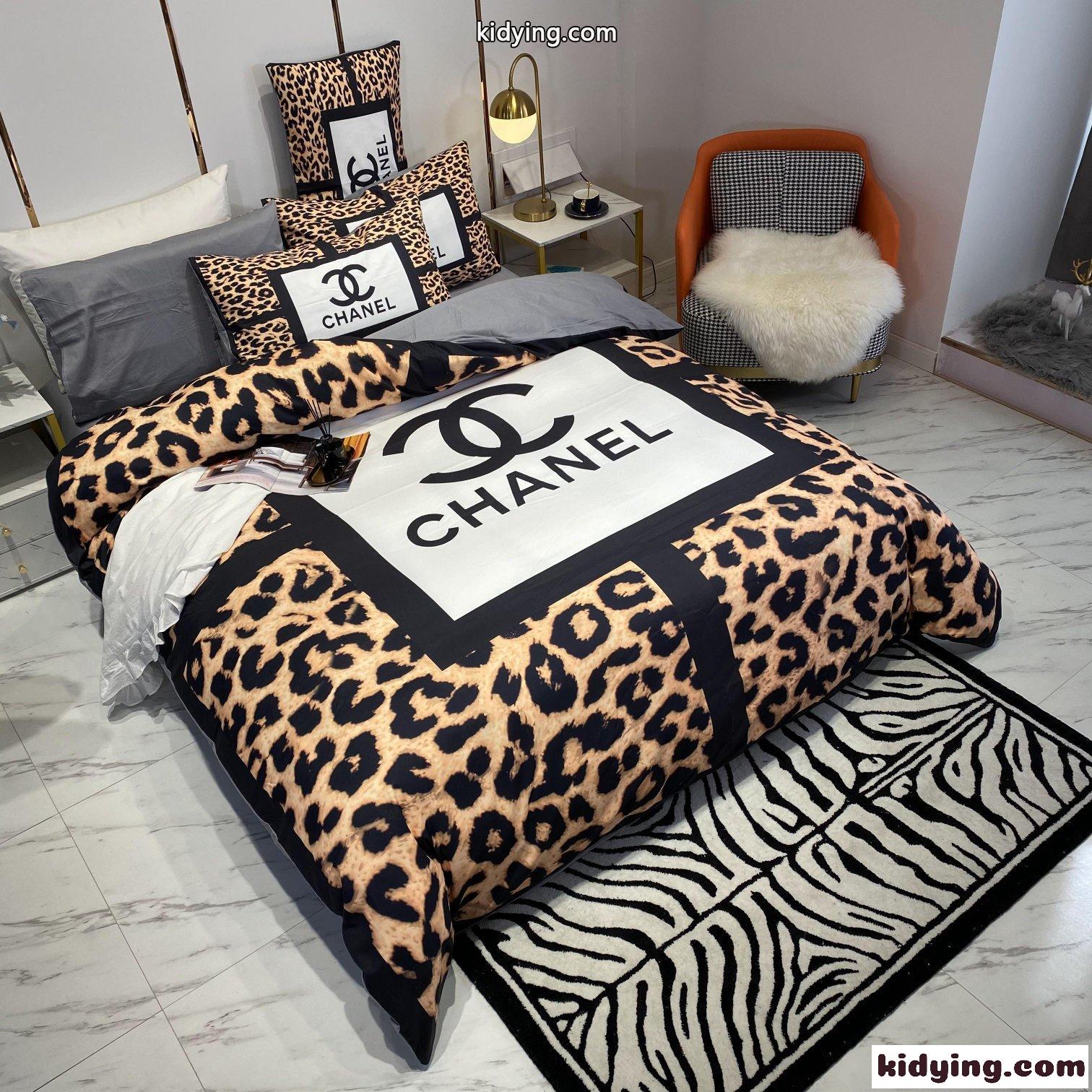 ヒョウ柄 ロゴ シャネル 布団カバーセット コピー 4点セット-2