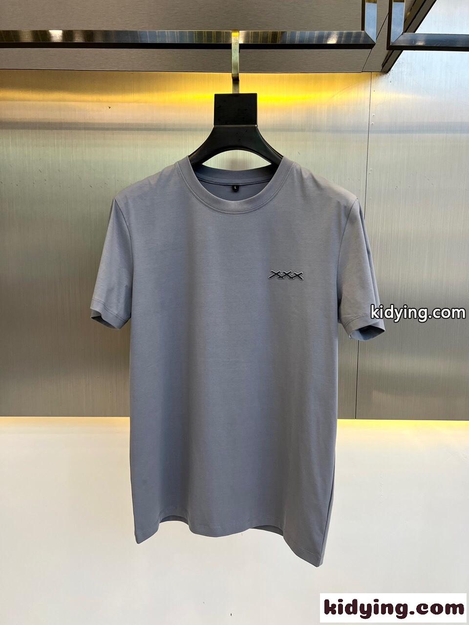 定番 合わせやすい クルーネック エルメネジルド・ゼニア Tシャツ コピー 半袖Tシャツ グレー-1