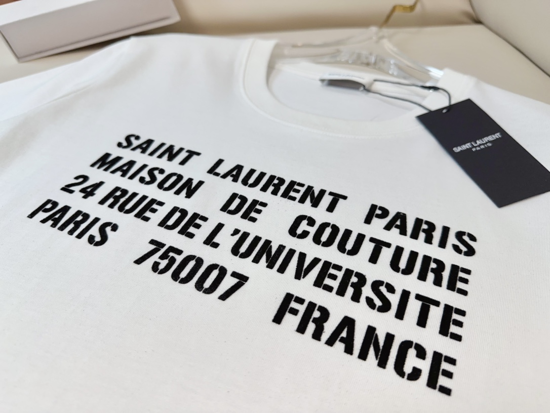 イヴ・サンローラン Tシャツ コピー シンプル コットン ロゴTシャツ ホワイト-2