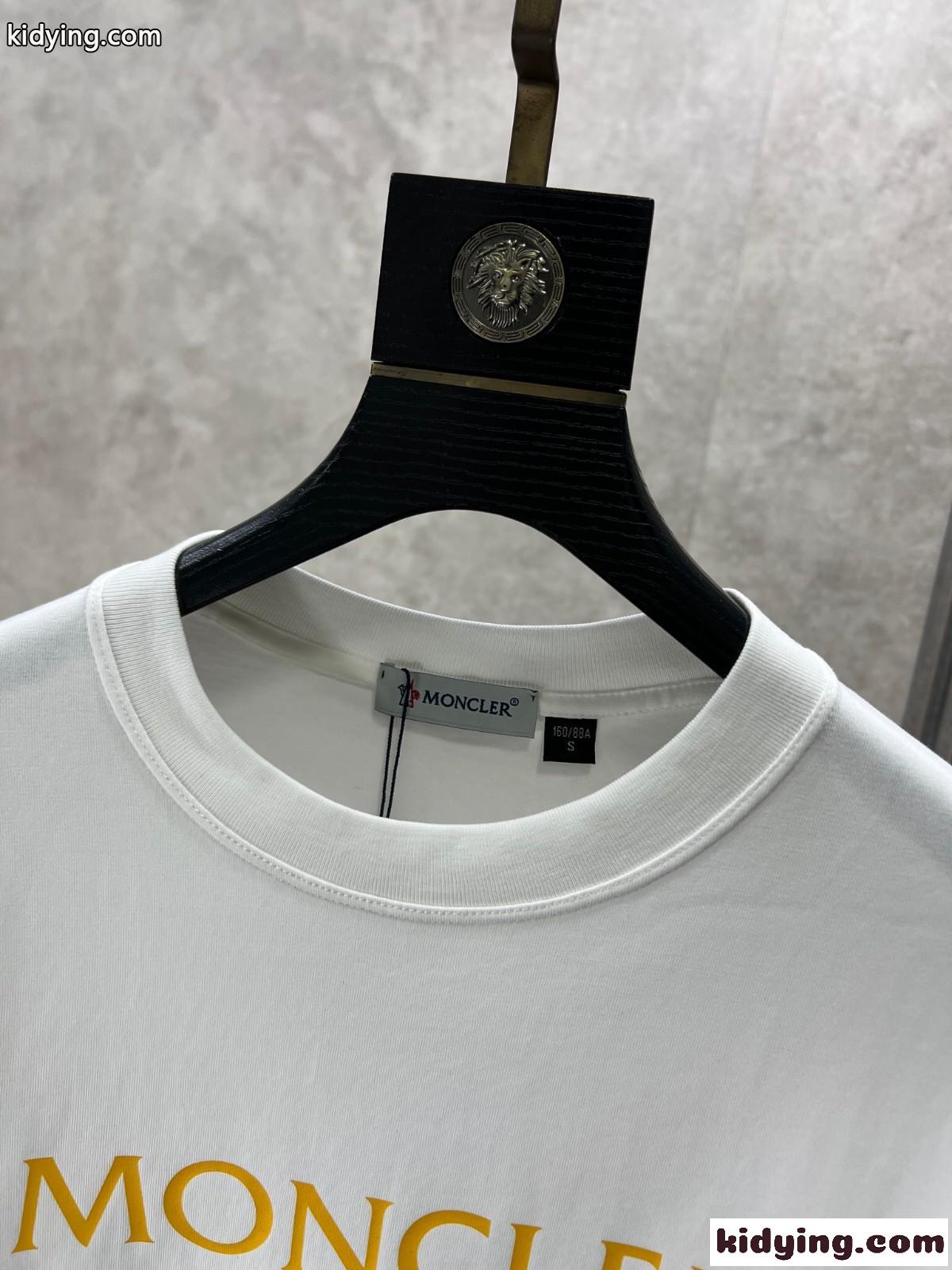 シンプル ロゴ プリント クルーネック モンクレール Tシャツ コピー ホワイト-2
