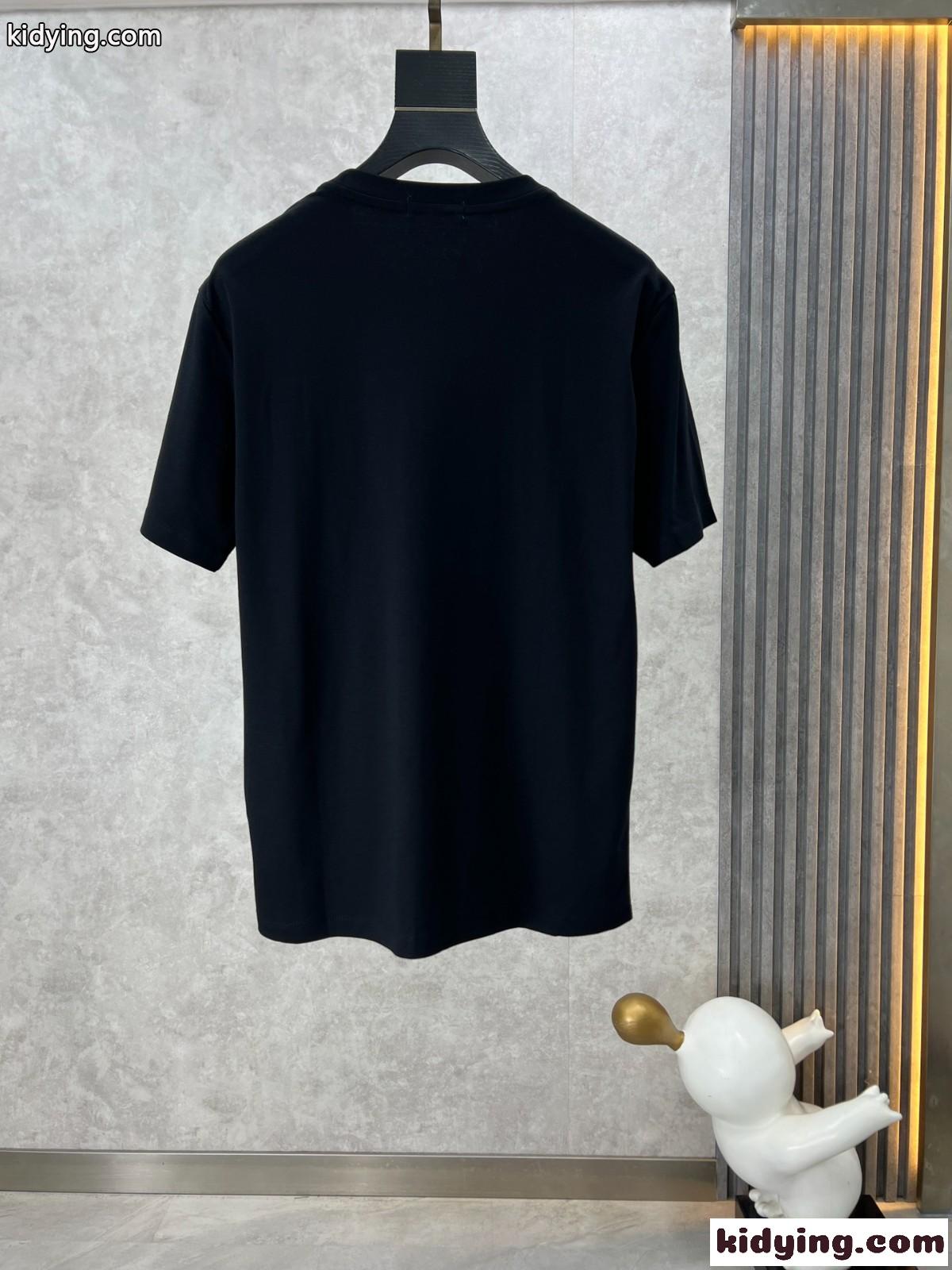 お洒落 プリント エルメス Tシャツ コピー クルーネック 半袖Tシャツ ブラック-0