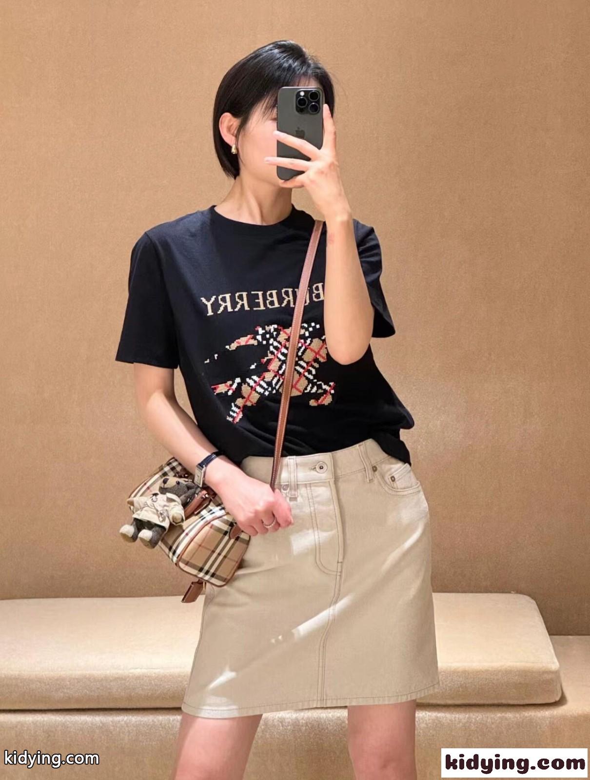 バーバリー クロスステッチ EKD​ コットンTシャツ スーパーコピー ブラック-4