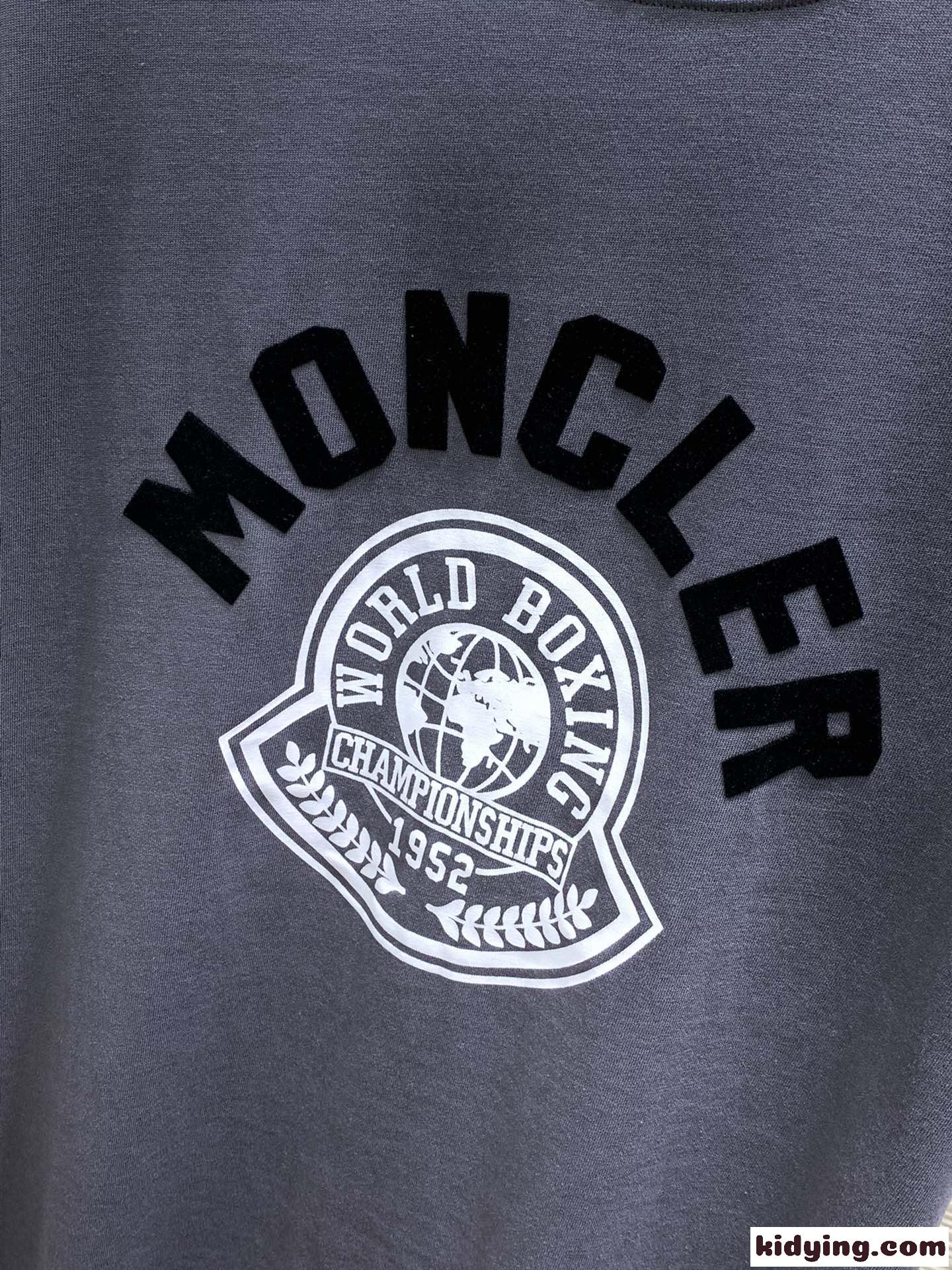 カジュアル ロゴ クルーネック 半袖Tシャツ モンクレール Tシャツ コピー グレー-2