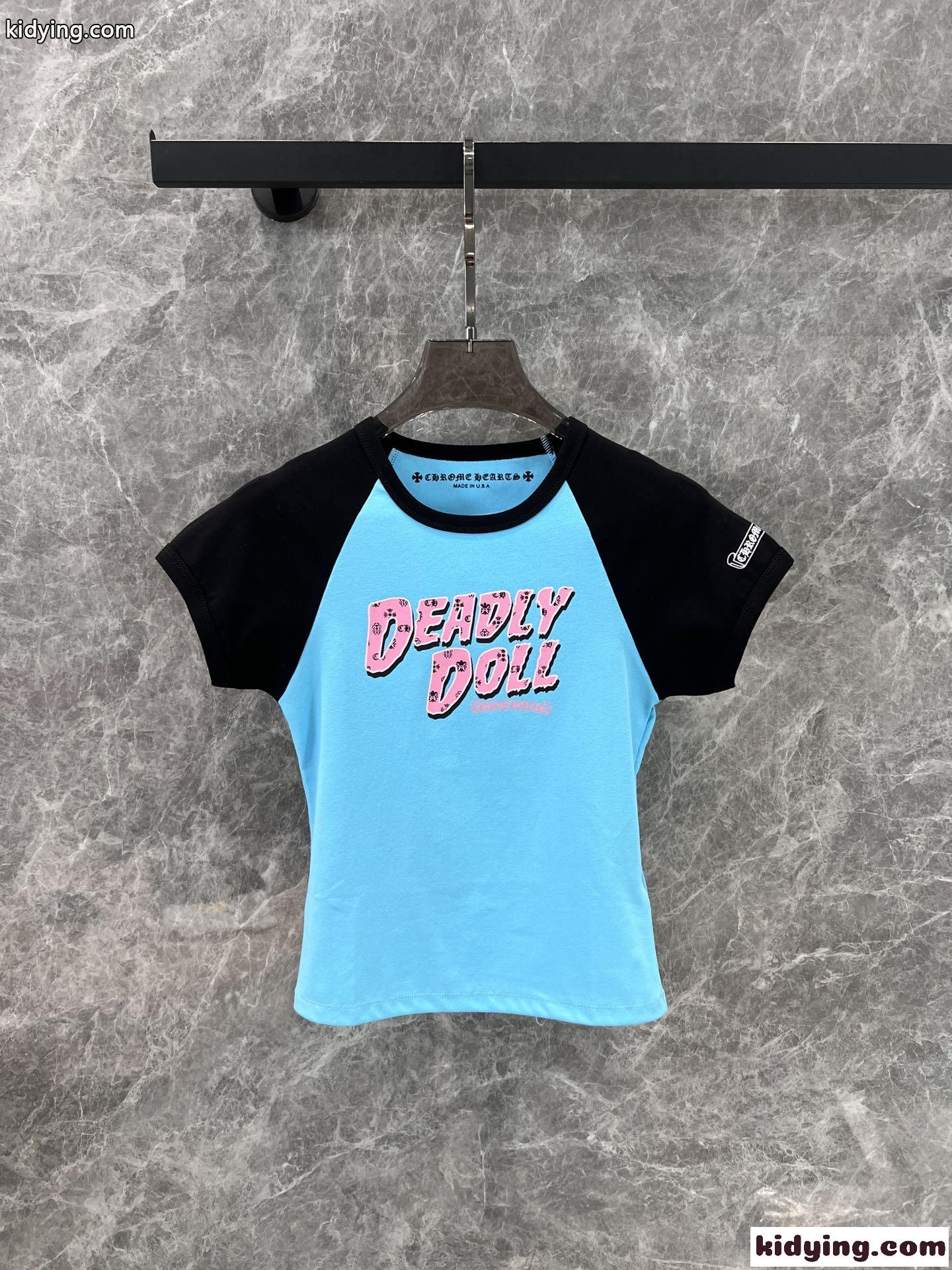 カジュアル プリント 配色 半袖Tシャツ クロムハーツ Tシャツ コピー レディース-1