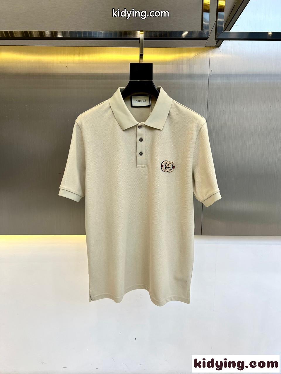 洗練された シンプル コットンピケ ポロシャツ グッチ Tシャツ 偽物 ベージュ-0