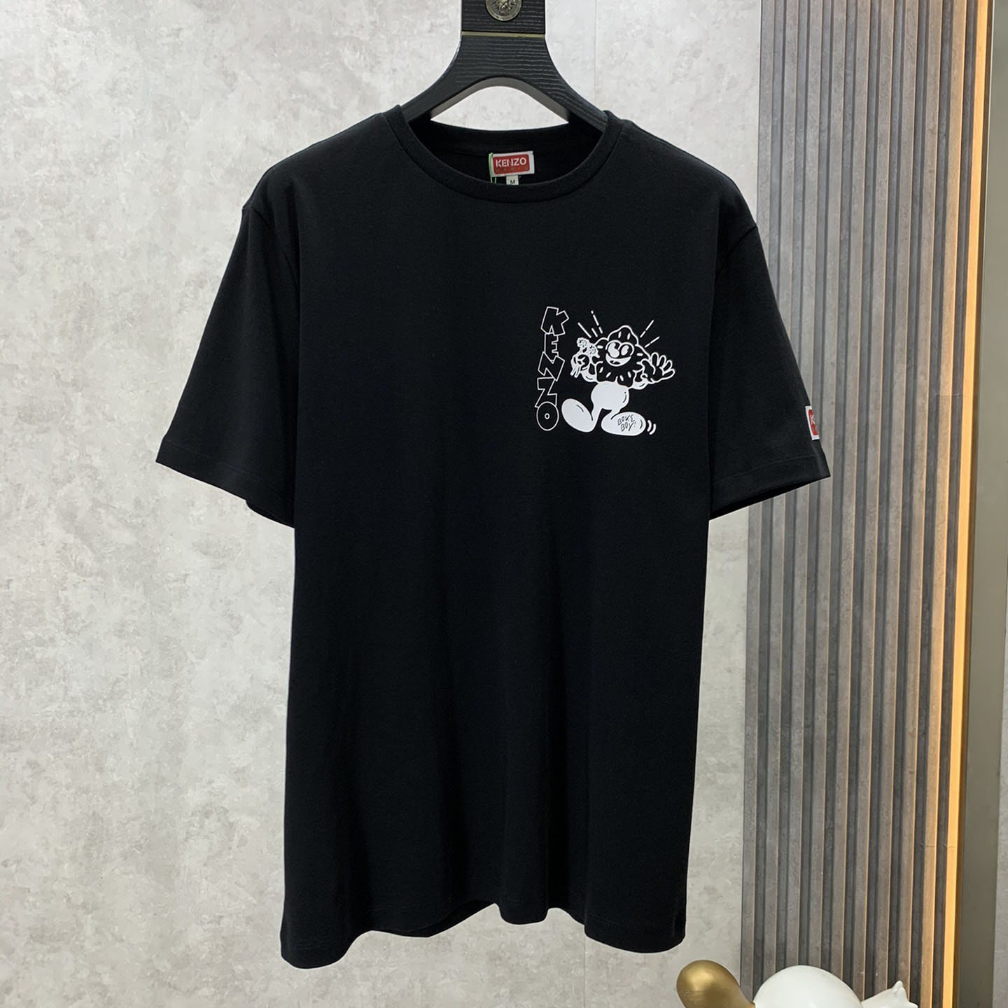 遊び心いっぱい BOKE BOY プリント クルーネック ケンゾー Tシャツ コピー ブラック-0