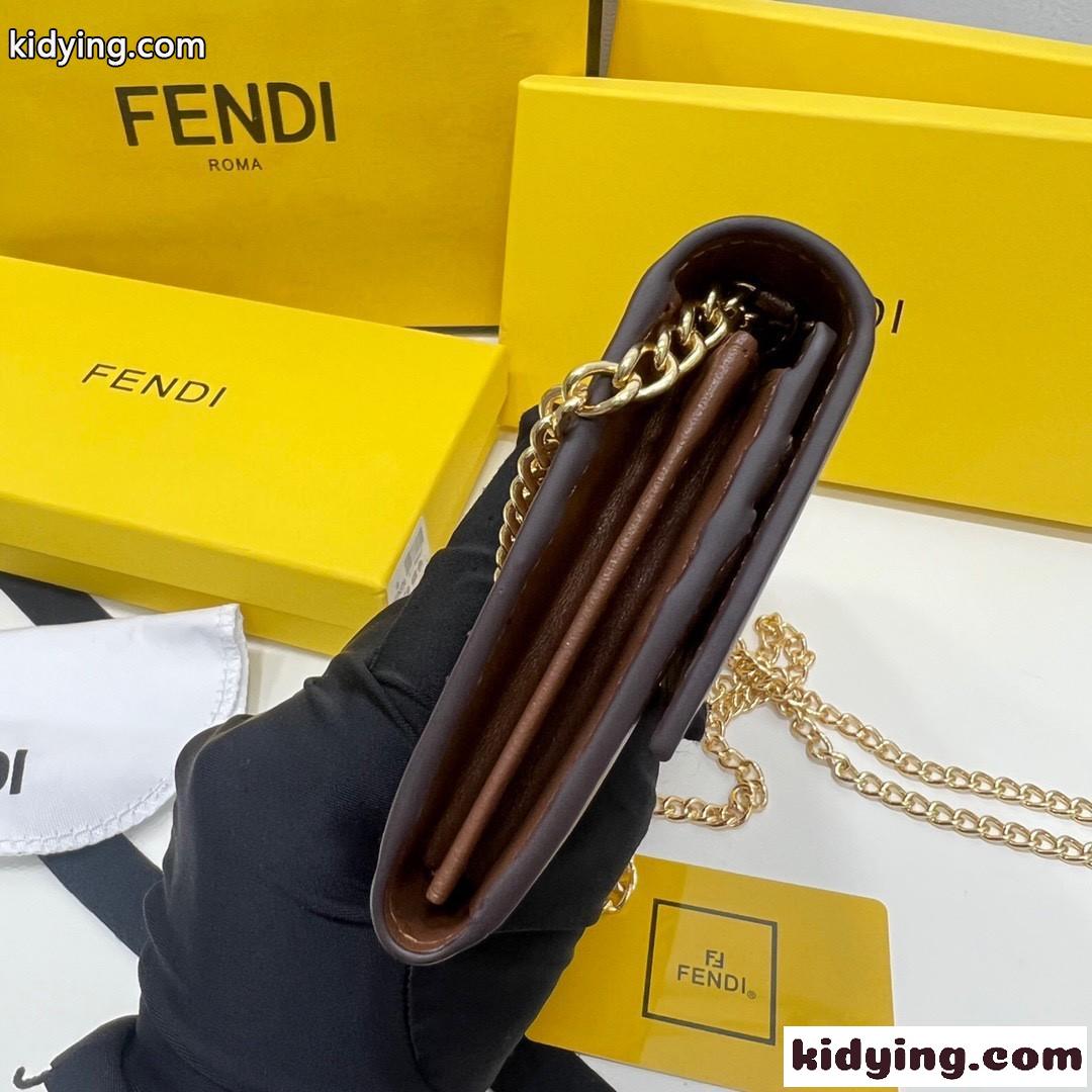 FENDI ROMAコンチネンタル財布 チェーン付き フェンディ 財布 人気 コピー ウォレット ブラウン-4