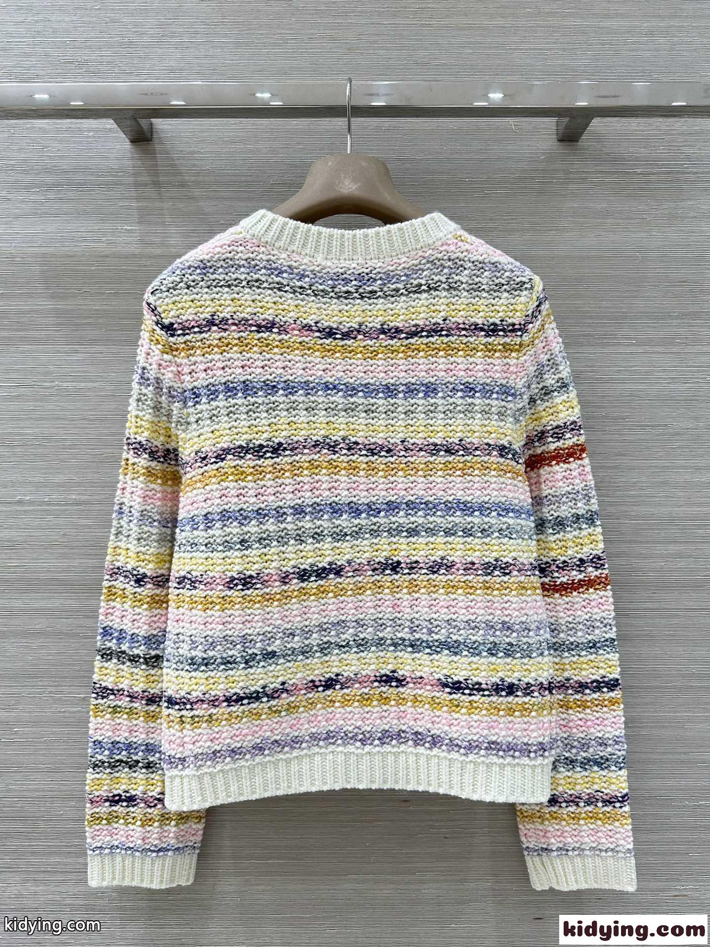 マルチボーダー ニットカーディガン シャネル ニット コピー クルーネック-4