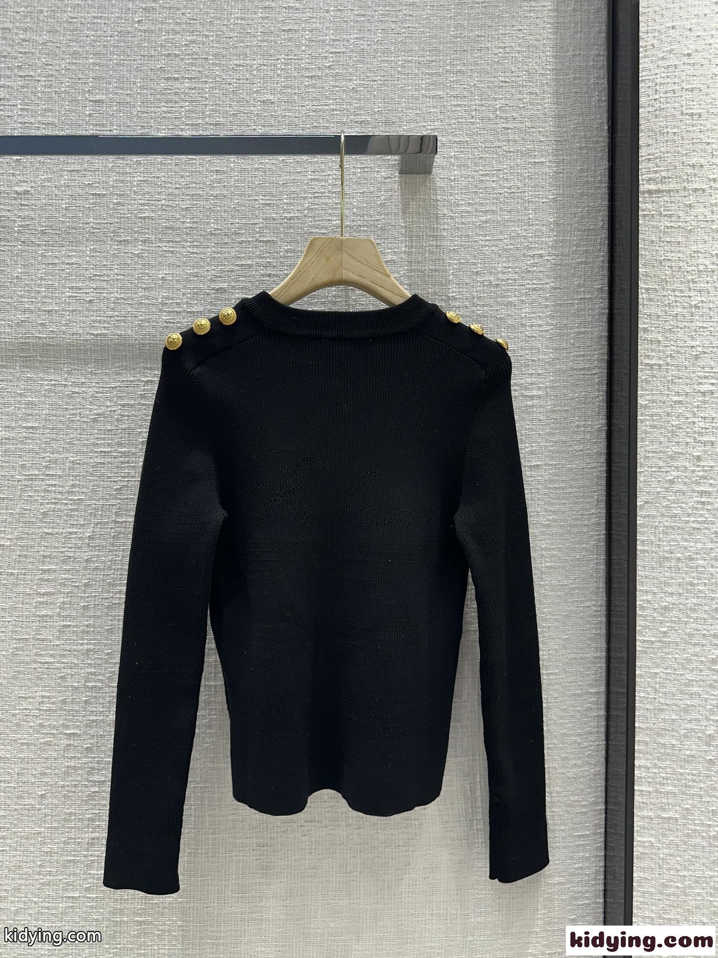 Balmain シグネチャー セーター バルマン ニット コピー レディース ブラック-4