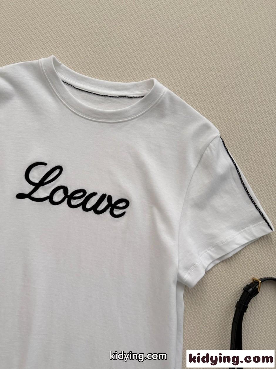 ベーシック 合わせやすい ロゴ入り 半袖Tシャツ ロエベ Tシャツ 偽物 ホワイト-2