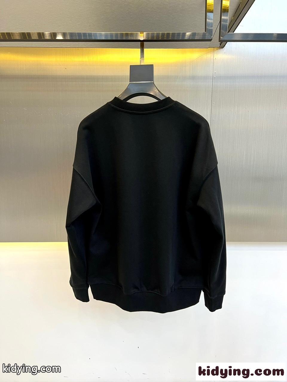 カジュアル フェンディ Tシャツ コピー ロゴ入り クルーネック スウェットシャツ ブラック-4