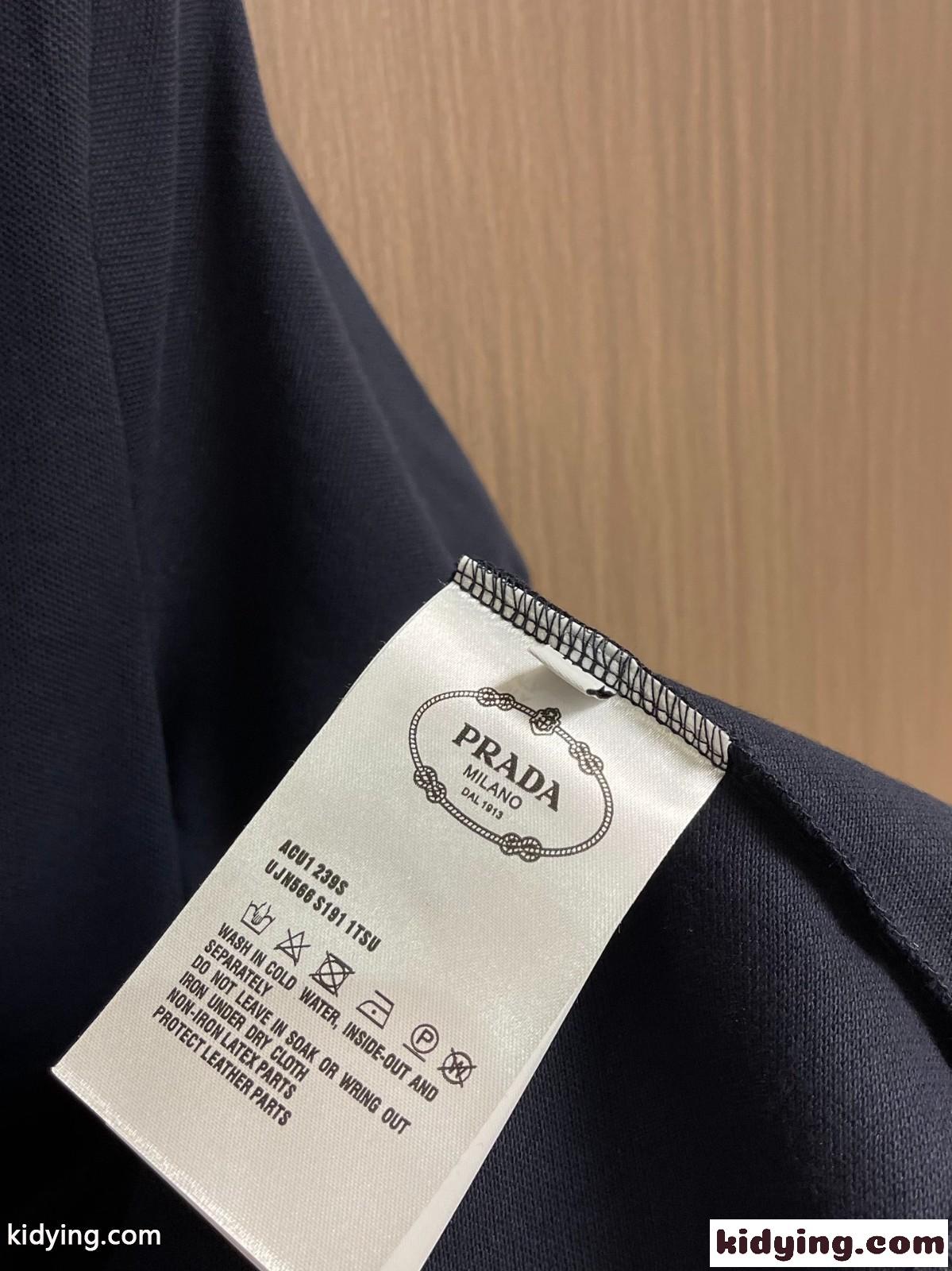 シンプル 洗練された コットンピケ ポロシャツ プラダ Tシャツ コピー ネイビー-4