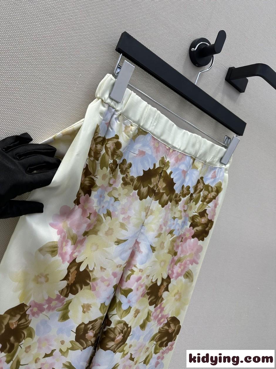 プリント シルク ツイル ワイドパンツ ヴェルサーチ パンツ コピー レディース-1