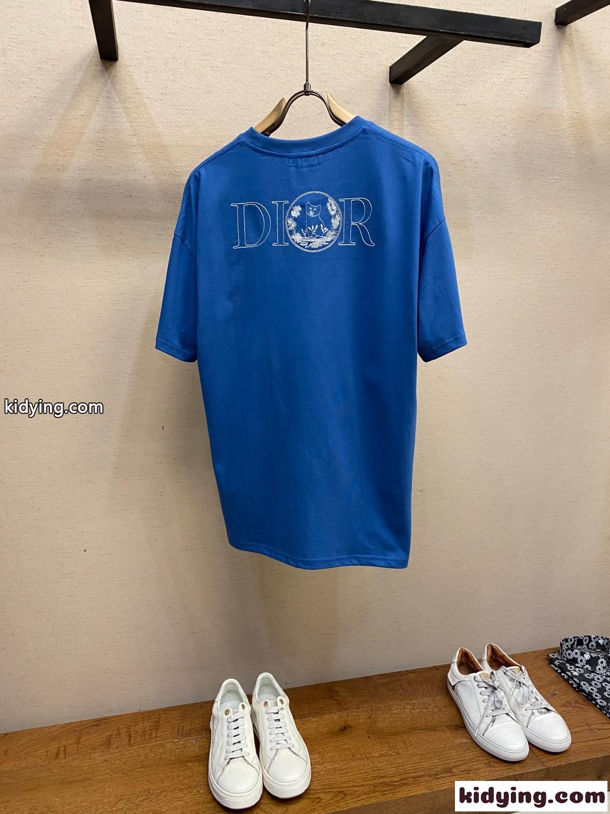 クリスチャン・ディオール Tシャツ コピー DIOR AND HYLTON NEL Tシャツ ブルー-1