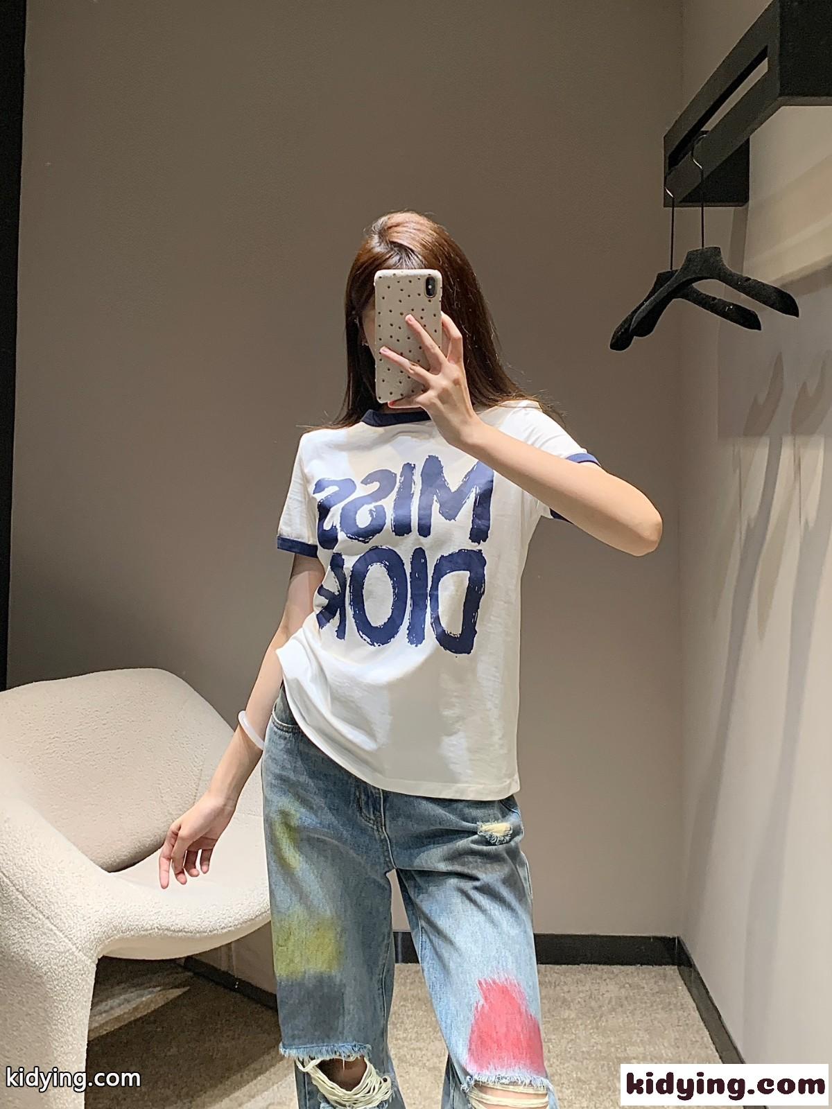 クリスチャン・ディオール Tシャツ コピー 人気 Miss Dior コットン 半袖Tシャツ-5