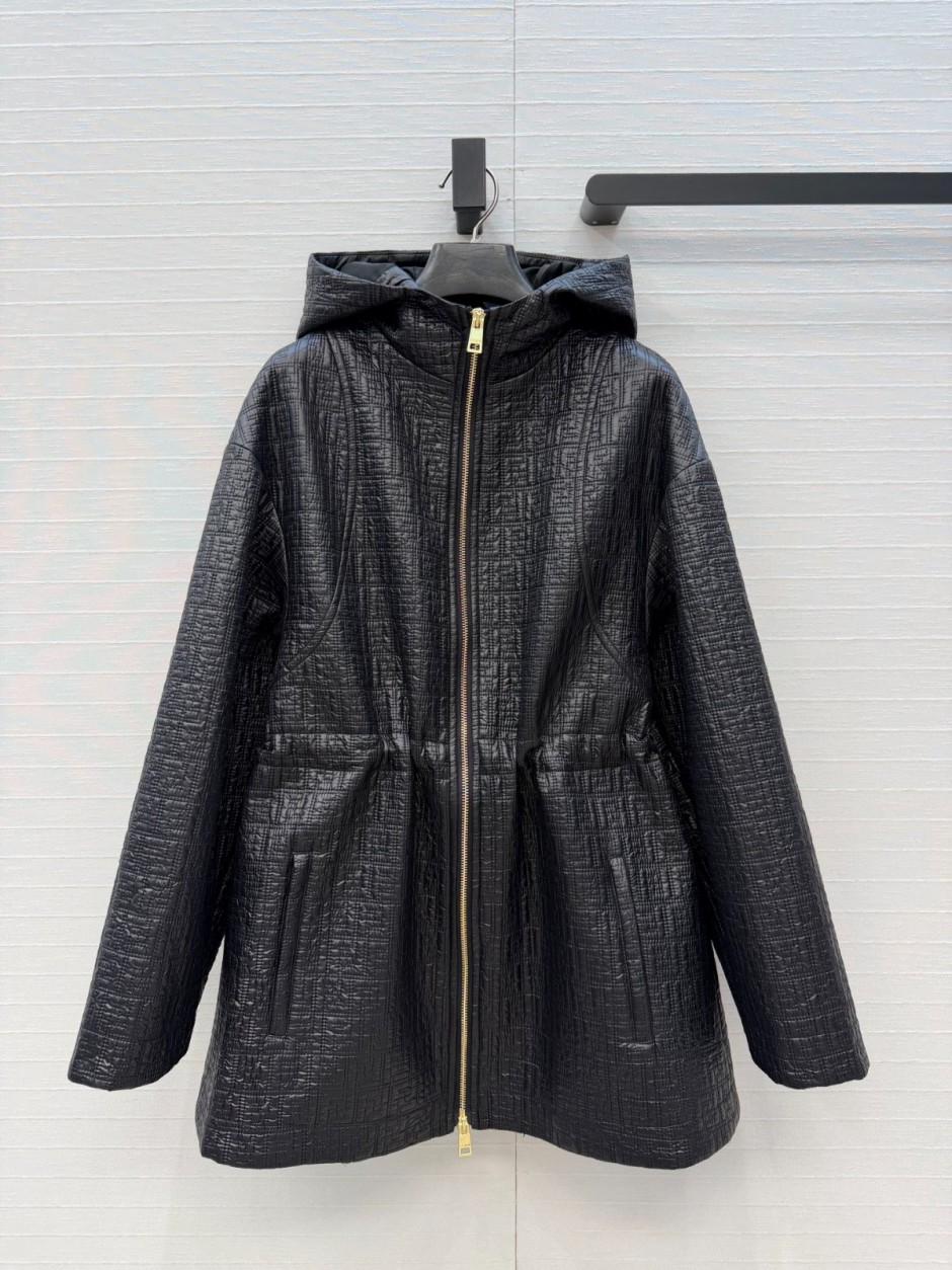 FFモチーフ フーデッド パデッドジャケット フェンディ ジャケット 偽物 ブラック-2
