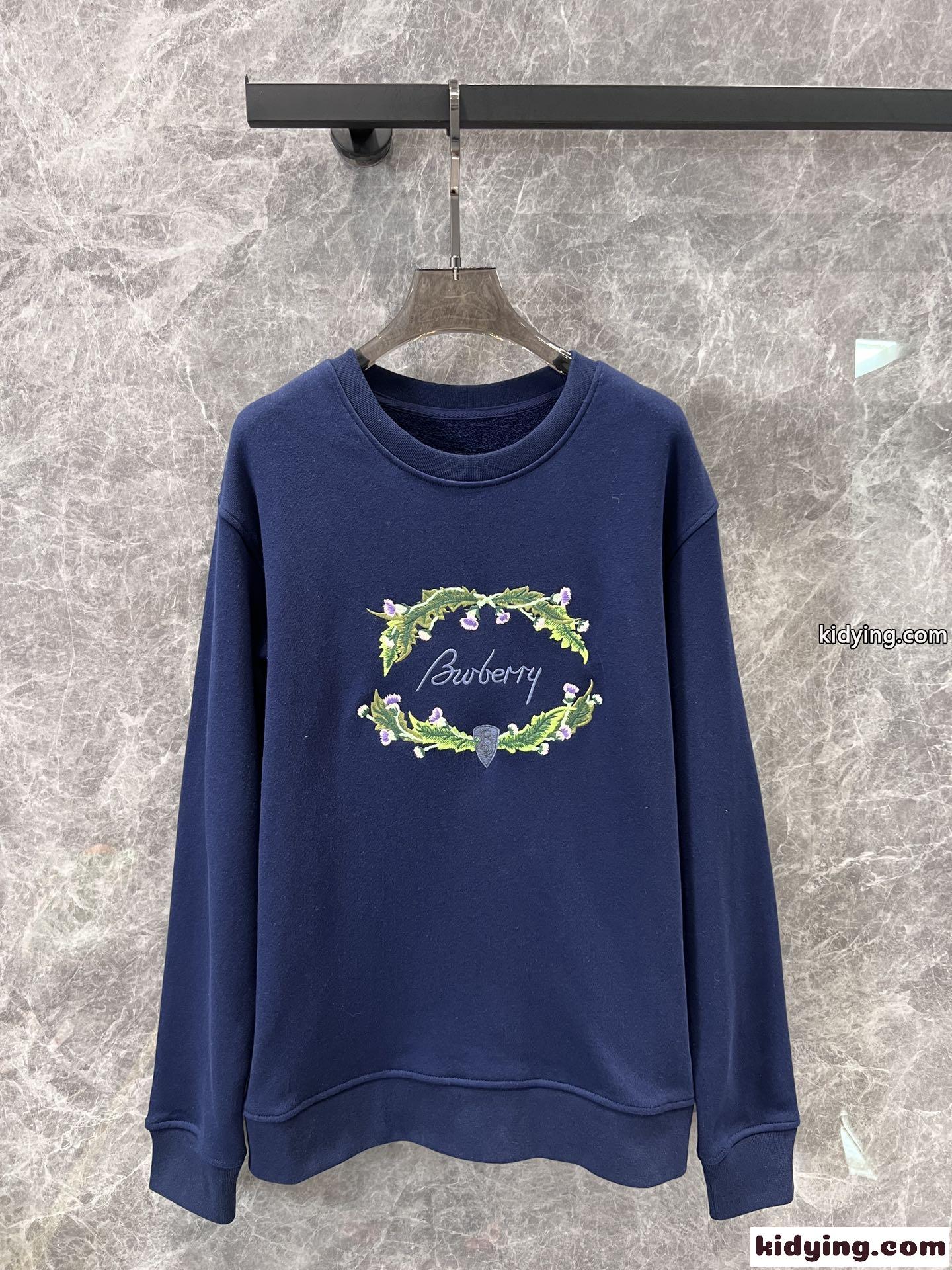 シスル ロゴ コットン スウェットシャツ バーバリー Tシャツ コピー ネイビー-1
