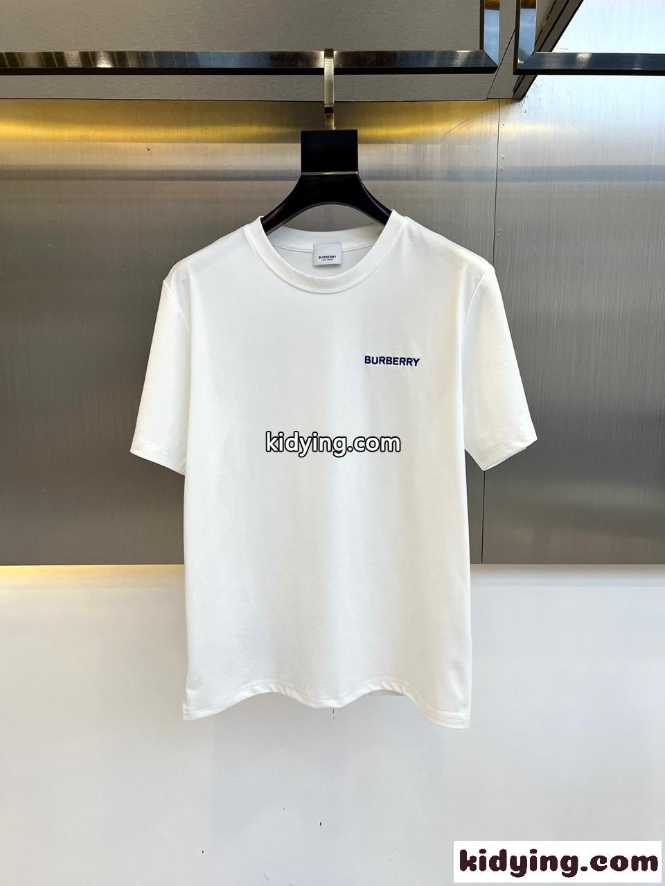 カジュアル ロゴ刺繍 クルーネック バーバリー 半袖Tシャツ コピー ホワイト-0