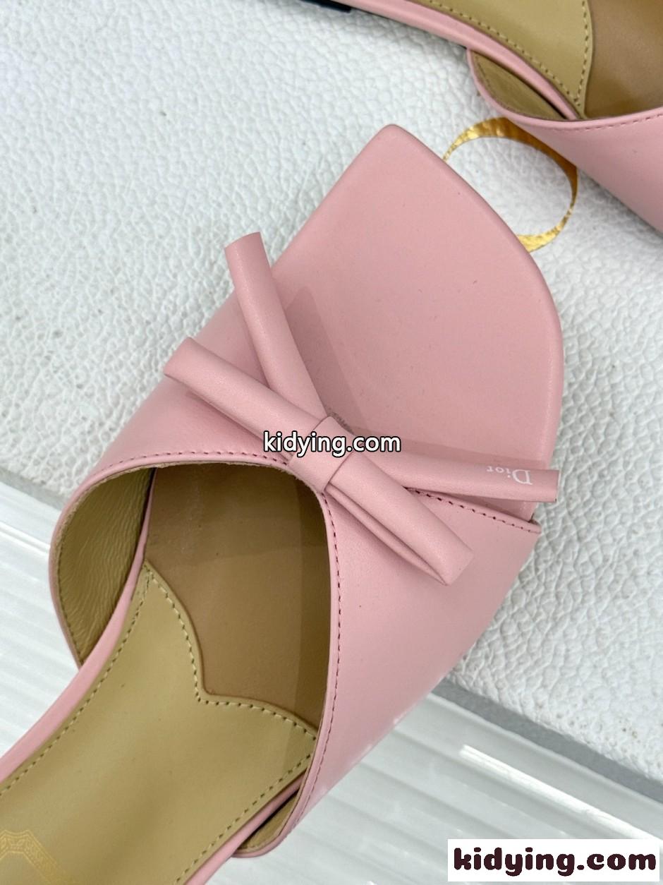洗練された Dior Bow スライド クリスチャン・ディオール サンダル コピー ピンク-3
