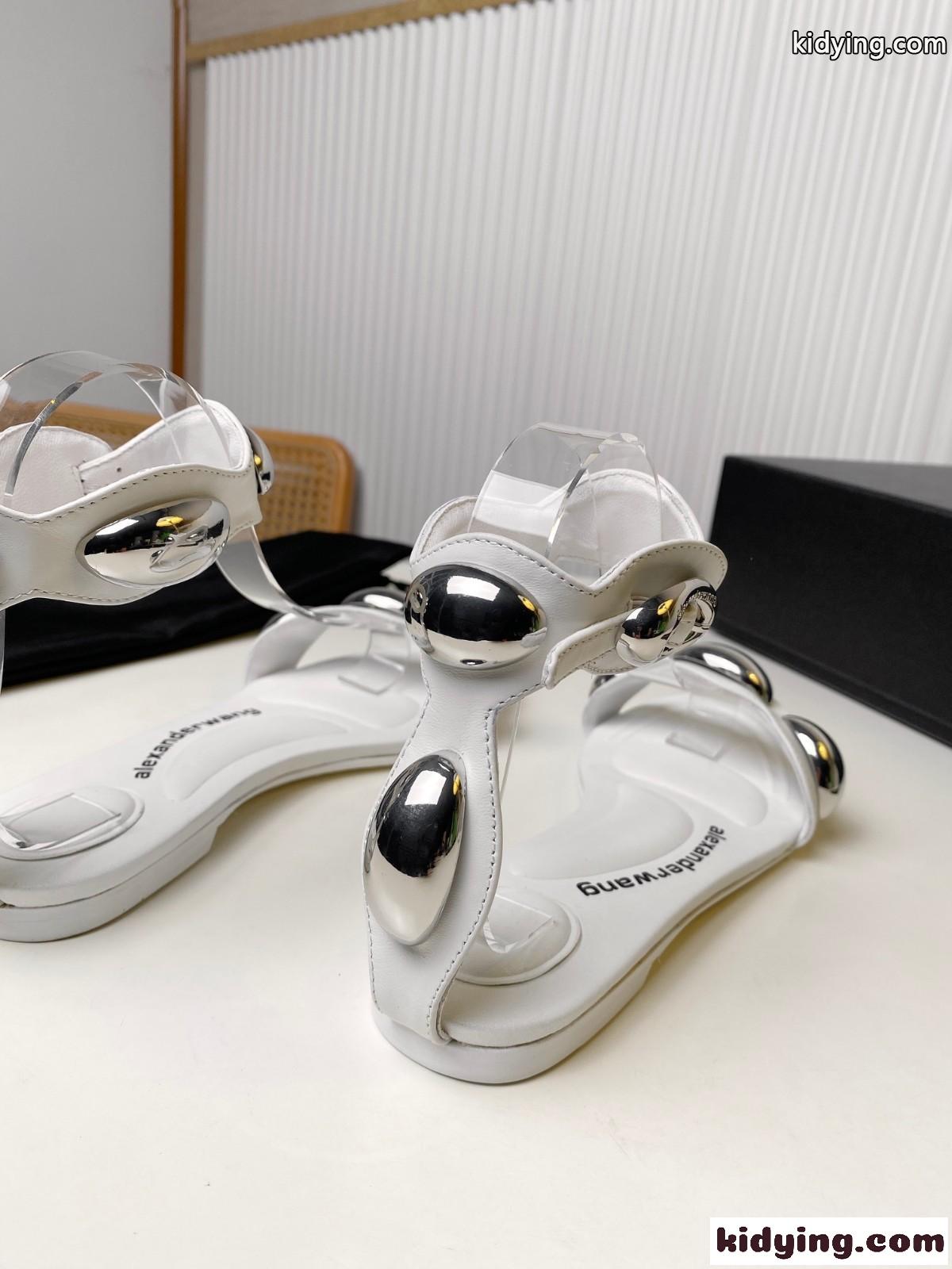 dome カーフレザー フラットサンダル アレキサンダーワング サンダル コピー ホワイト-1
