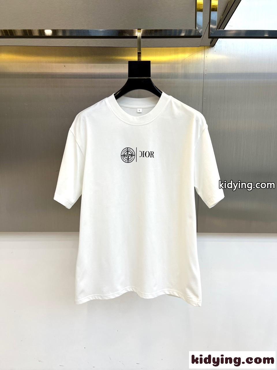 シンプル ロゴプリント コットン 半袖Tシャツ クリスチャン・ディオール Tシャツ 偽物 ホワイト-2