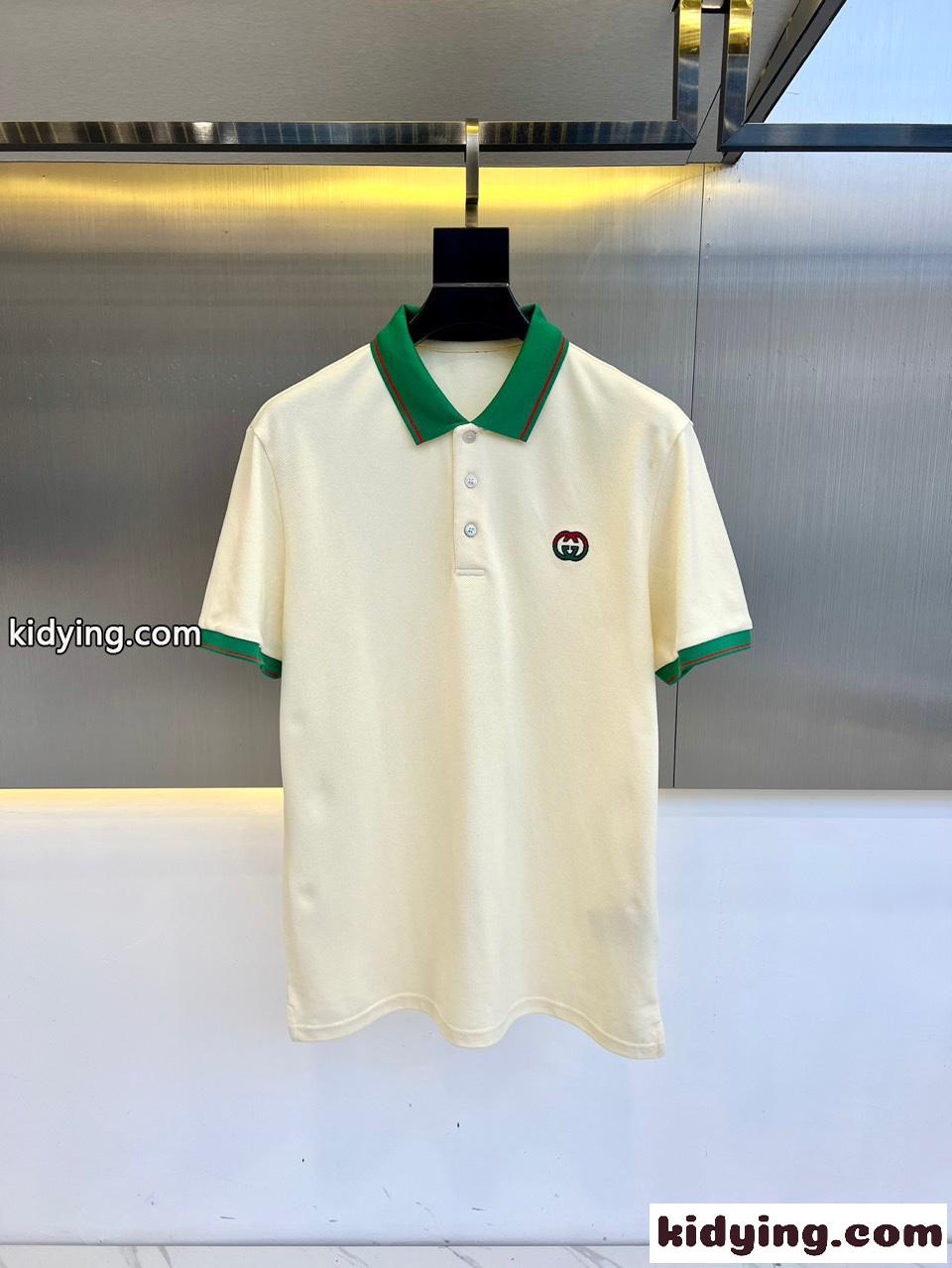 洗練された カジュアル コットンピケ ポロシャツ グッチ Tシャツ コピー ベージュ-0