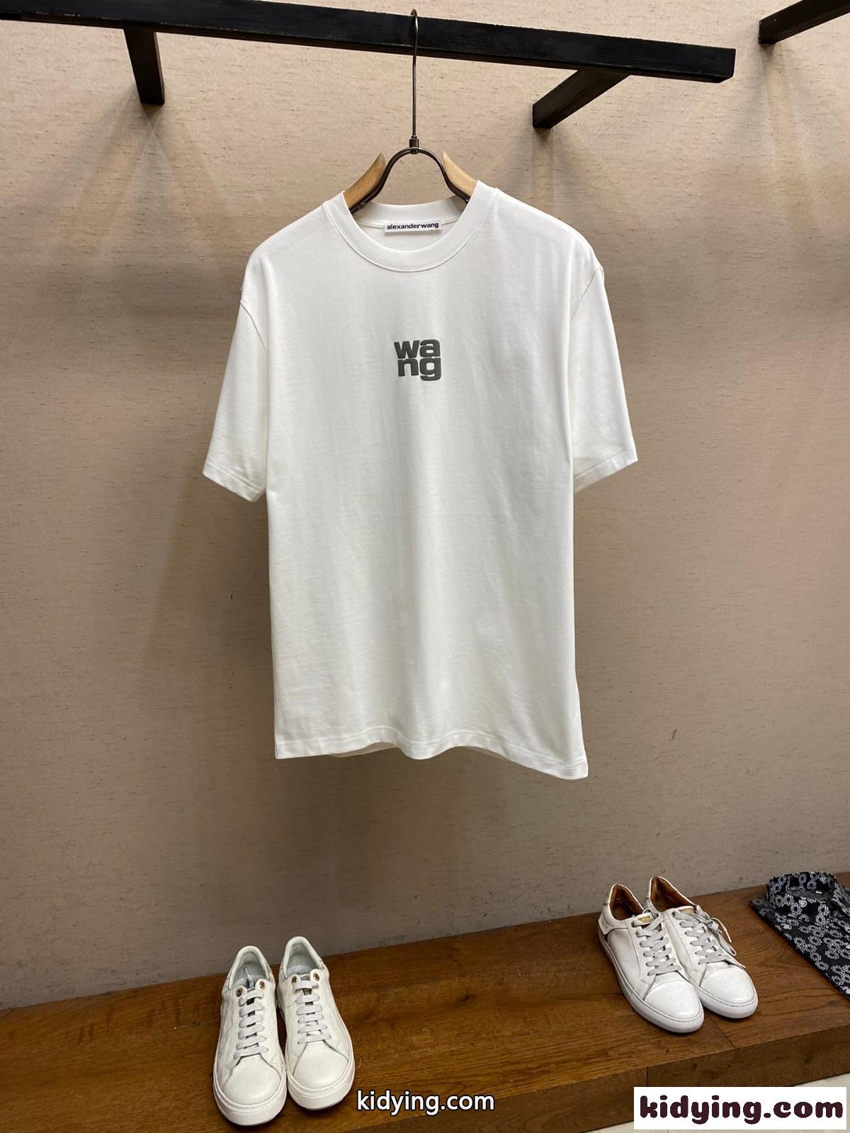 シンプル アレキサンダーワング Tシャツ コピー ロゴ入り クルーネック 半袖Tシャツ ホワイト-2