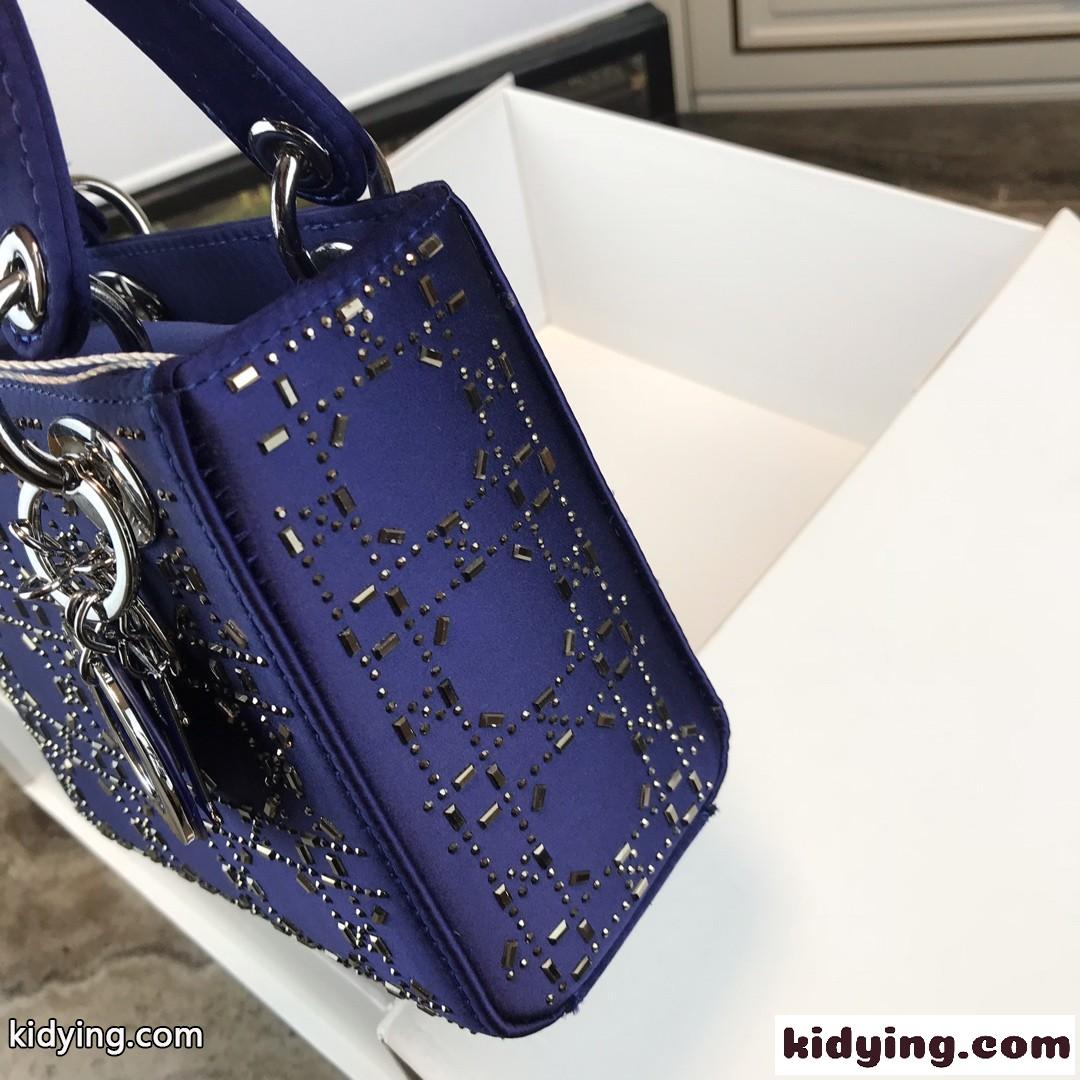 クリスチャン・ディオール バッグ コピー 大人気 LADY DIOR カナージュ サテン ミニバッグ ブルー-2