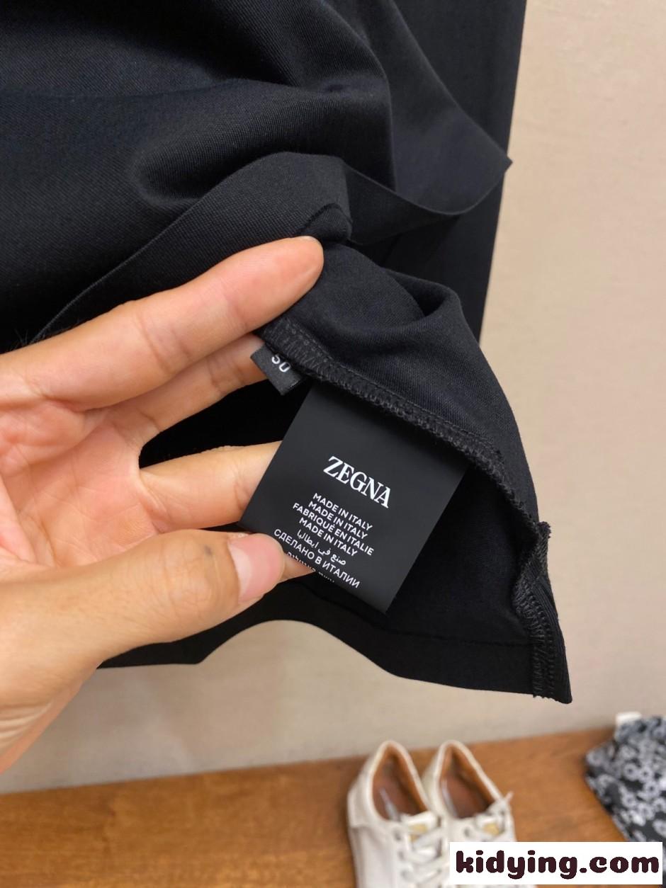 シンプル 合わせやすい コットン 長袖Tシャツ エルメネジルド・ゼニア Tシャツ 偽物 ブラック-3