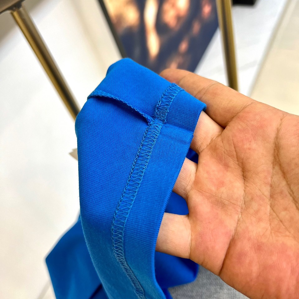 シンプル クルーネック ロゴ入り クリスチャン・ディオール 半袖Tシャツ コピー ブルー-5