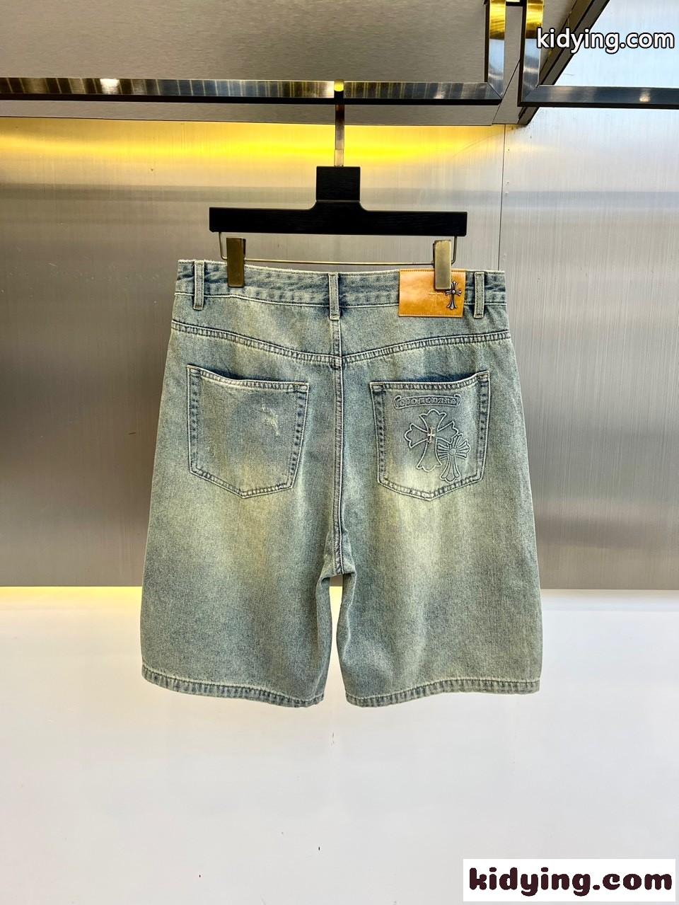 クロムハーツ パンツ 偽物 春夏 定番 合わせやすい コットン デニム ショートパンツ-1