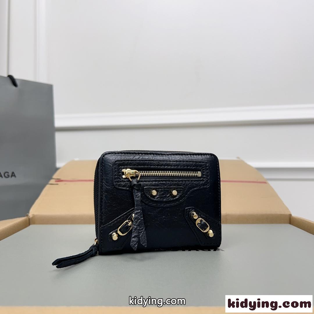 上品 高級感 コンパクトウォレット バレンシアガ 財布 コピー 二つ折り財布 ブラック-0