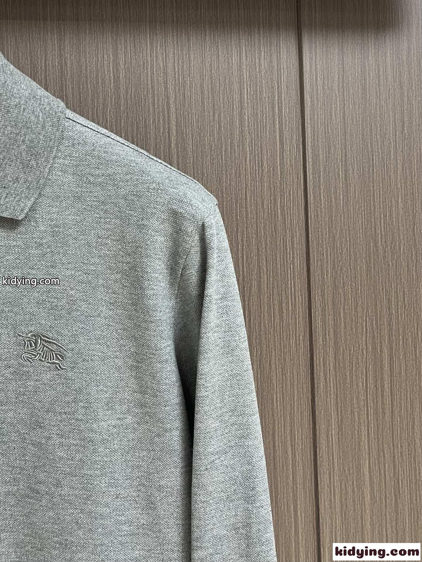 ロングスリーブ コットン ポロシャツ バーバリー Tシャツ コピー グレー-0