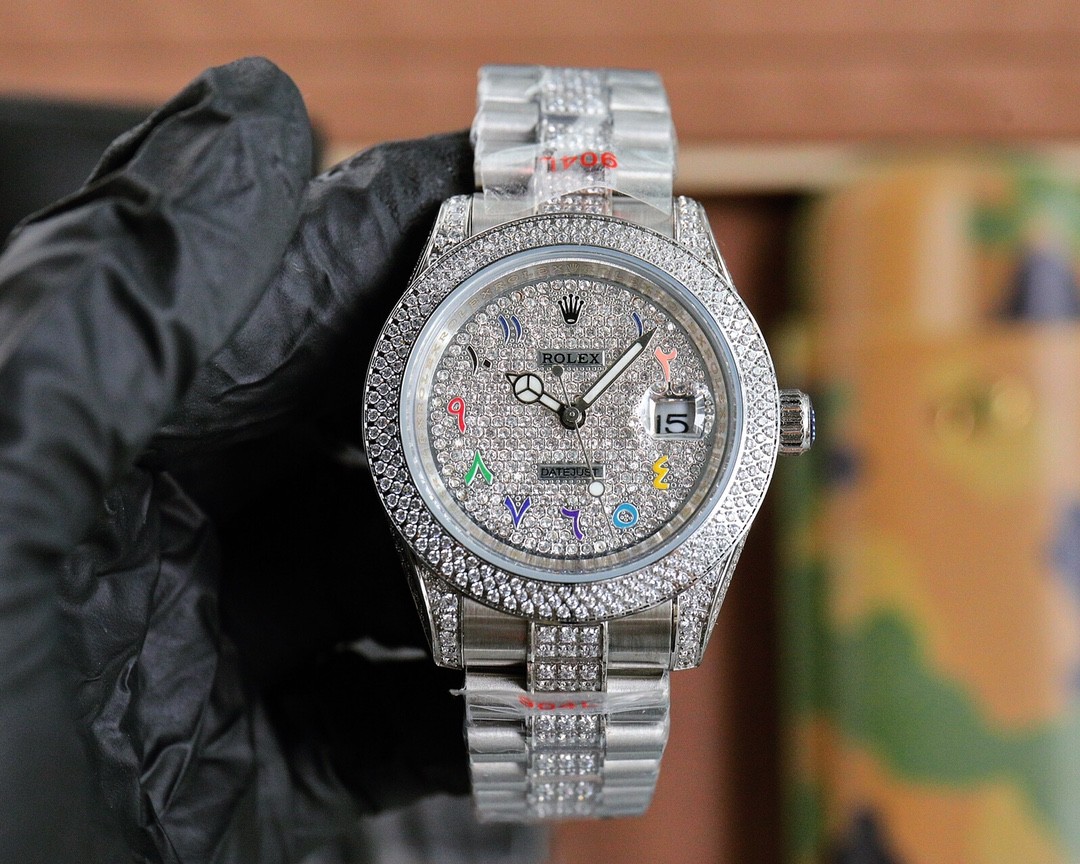 注目される キラキラ ダイヤモンド ロレックス 時計 コピー 40mm-0