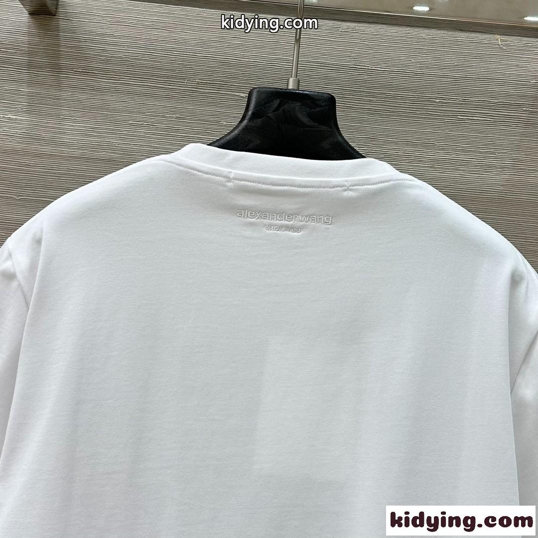 コットン オーバーサイズ ロゴtシャツ アレキサンダーワング Tシャツ コピー ホワイト-3