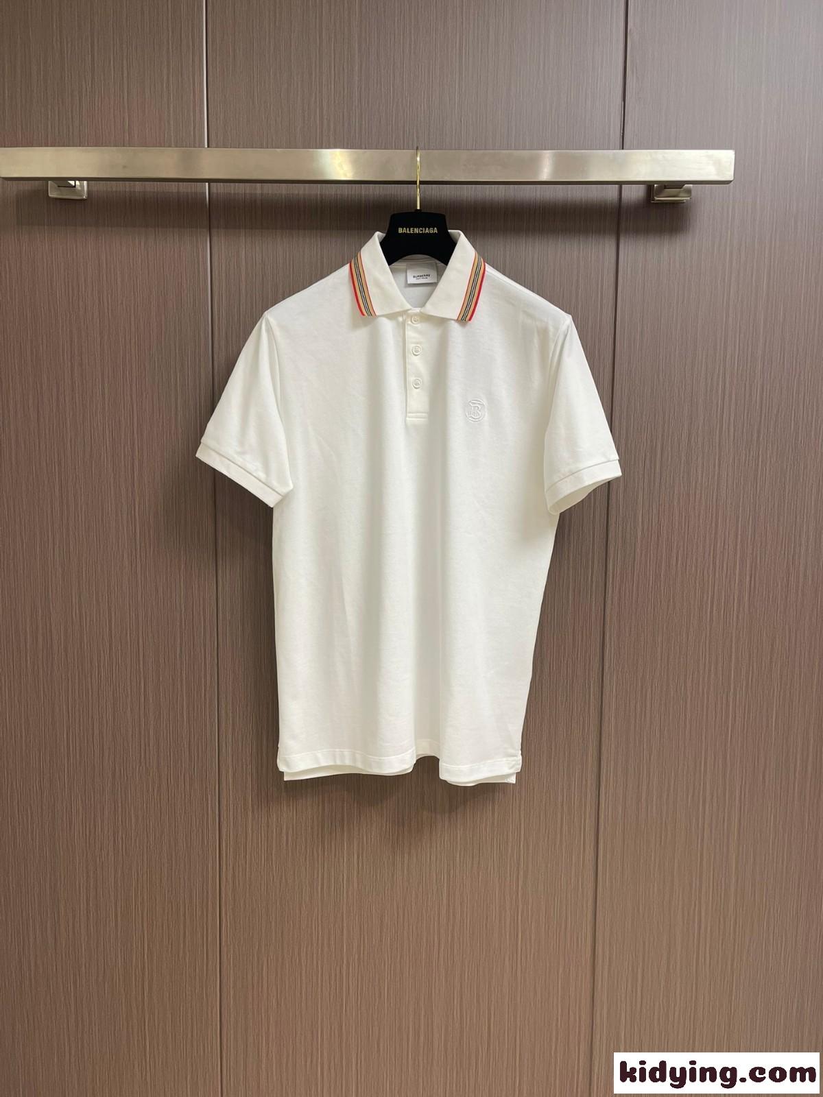 クラシック カジュアル コットンピケ ポロシャツ バーバリー 半袖Tシャツ コピー ホワイト-1