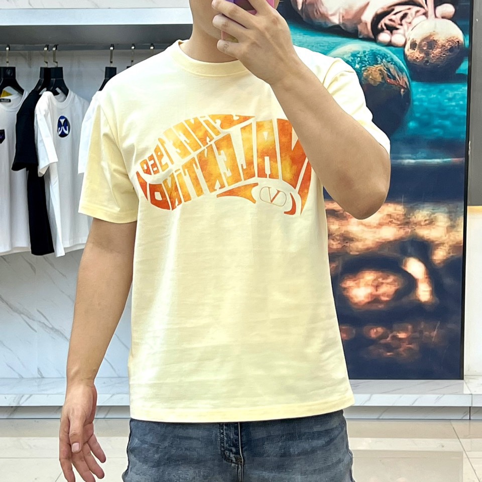 メンズ トップス ヴァレンティノ サーフプリント コットン Tシャツ コピー-1