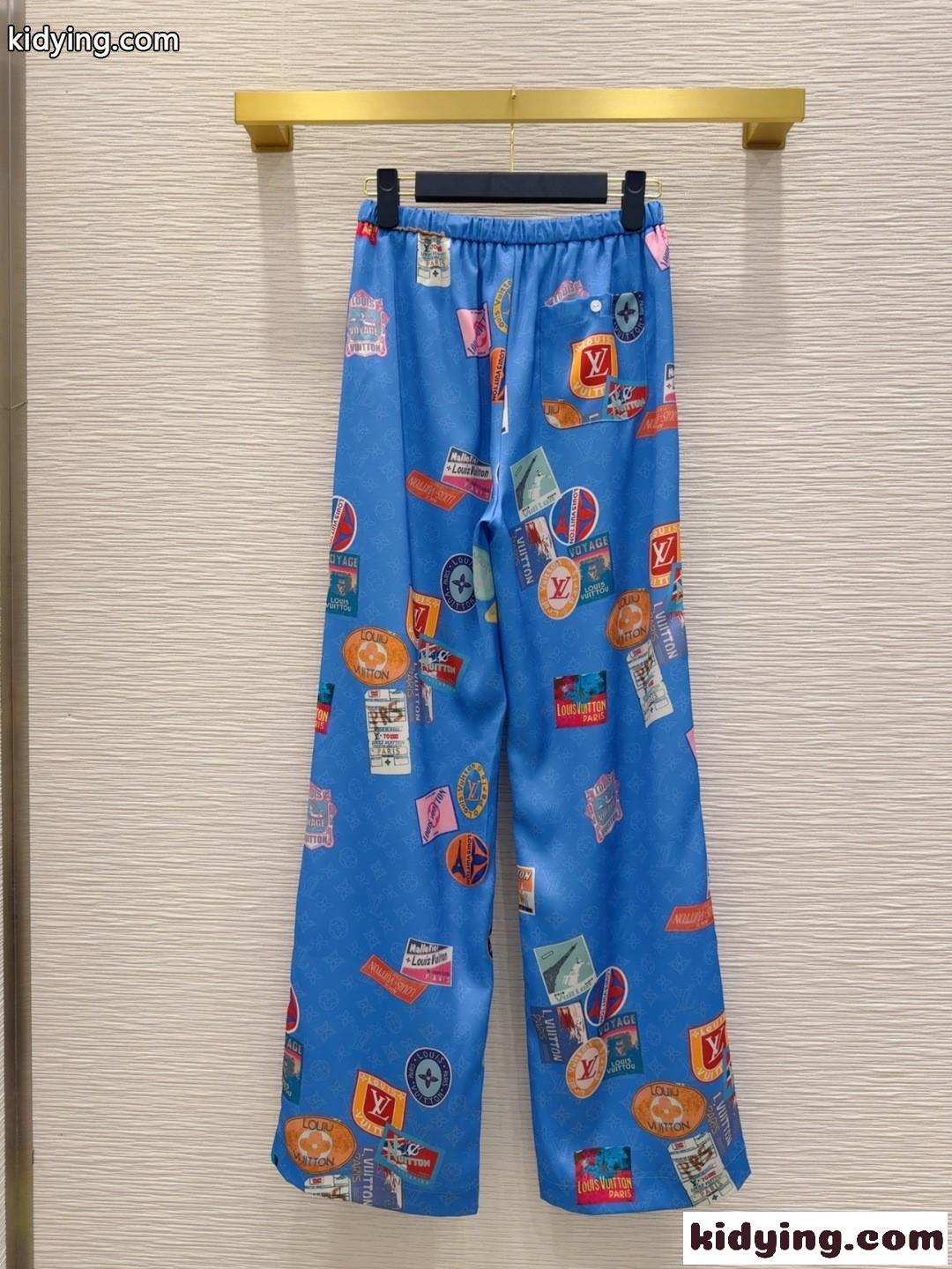 マヒナ パッチ パジャマパンツ ルイ・ヴィトン パンツ コピー ブルー-4